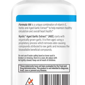 Kyolic Aged Garlic Extract Formula 106, Circulation Health, 200 Capsules (Packaging May Vary) - Image 2