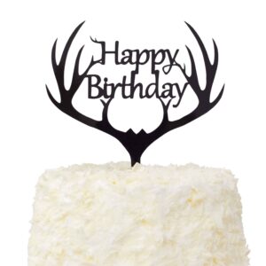 LOVENJOY Gift Boxed Antler Happy Birthday Cake Topper Black, Frosted Acrylic - Image 7