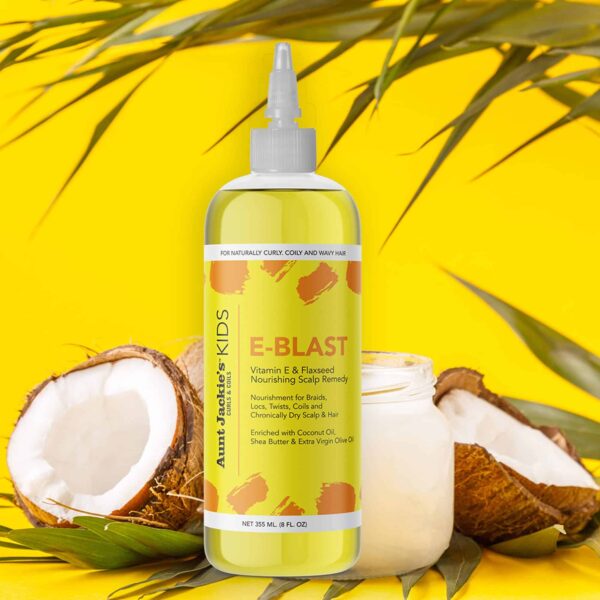 Aunt Jackie's Kids E-Blast Daily Oil for Dry Scalp, Vitamin E and Flaxseed Nourishing Scalp Remedy for Naturally Curly, Coily and Wavy Hair, 8 oz - Image 4