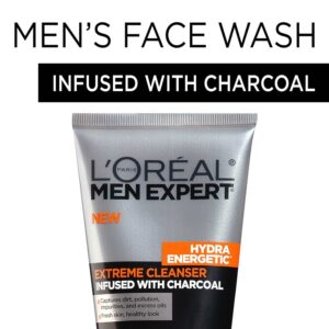 L'Oreal Men Expert Hydra Energetic Facial Cleanser with Charcoal for Daily Face Washing, Mens Face Wash, Beard and Skincare for Men, 5 fl. Oz - Image 2