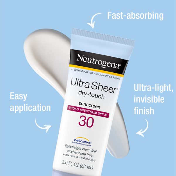 Neutrogena Ultra Sheer Dry-Touch Water Resistant and Non-Greasy Sunscreen Lotion with Broad Spectrum SPF 30, 3 fl. oz (Pack of 3) - Image 2