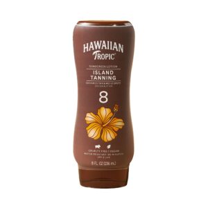 Hawaiian Tropic Island Tanning Lotion Sunscreen SPF 8, 8oz | Outdoor Tanning Lotion with SPF, SPF 8 Sunscreen, Oxybenzone Free Sunscreen, 8oz - Image 1