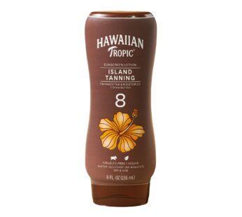 Hawaiian Tropic Island Tanning Lotion Sunscreen SPF 8, 8oz | Outdoor Tanning Lotion with SPF, SPF 8 Sunscreen, Oxybenzone Free Sunscreen, 8oz