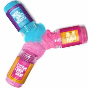 The Candery Cotton Candy Floss Sugar Raspberry Blue, Strawberry, Vanilla Pink Flavors - Includes 50 Premium Cotton Candy Cones (3-Pack 11oz with 50 Co - Image 3