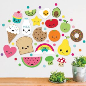 Paper Riot Co. Peel-and-Stick Assorted Kawaii Cute Cartoon Food Vinyl Wall Decal Set, 147 ct. - Image 1