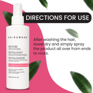 HairUWear"Restore" Leave in Conditioner & Heat Styler Protector for Wigs & Hair Extensions 8 oz. - Image 6