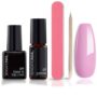 SensatioNail Gel Base and Top Coat Nail Polish Kit - For a Long-Lasting Salon Grade Manicure - 5 Piece Set Includes Gel Primer, Base & Top Coat, and M