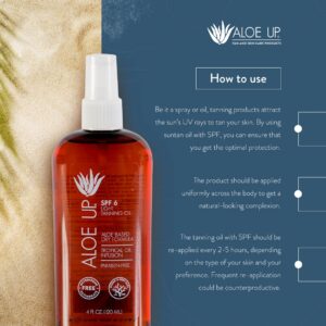 Aloe Up Light Tanning Oil With SPF 6 Sunscreen - Body and Face Tanning Oil for Outdoor Sun - With Pure Aloe Vera Oil and Natural Oils - Absorbs Quickl - Image 7