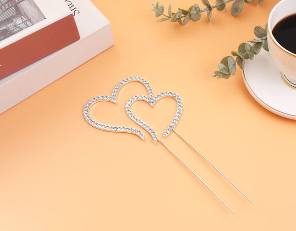 LOVENJOY Gift Boxed Two Hearts One Love Rhinestone Wedding Cake Topper Silver - Image 7