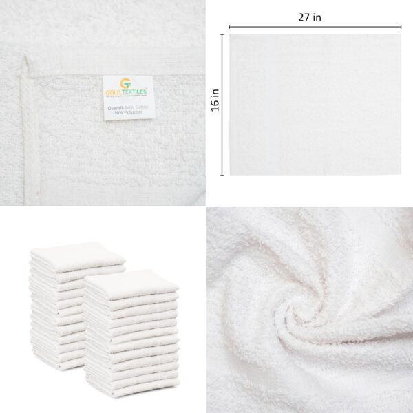 24 Pcs (2 Dozen) White 16x27 Inch Cotton Blend Economy Hand Towels Salon/Gym/Hotel Super use Absorbent Best for Kitchen,Janitorial,Home use Towels - Image 6