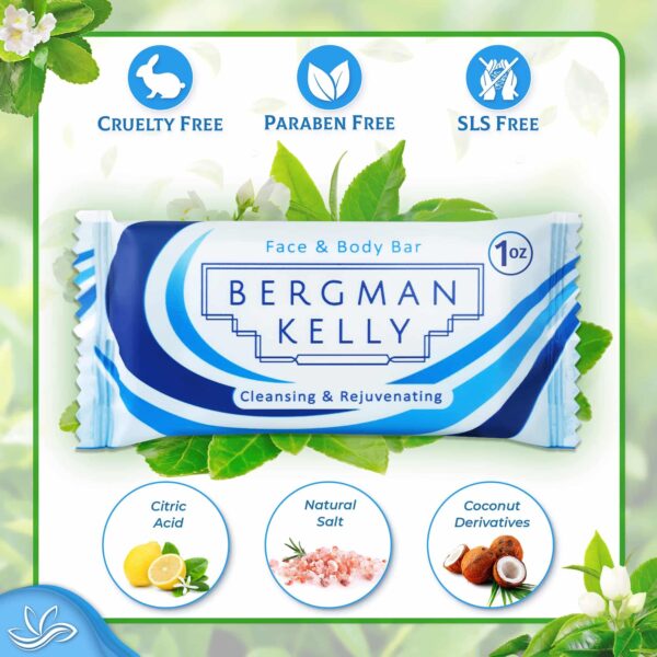 BERGMAN KELLY Hotel Soap Bars (White Tea, 1 oz, 100 PK), Travel Size Luxury Bulk Amenities Bar Soap, Small Individually Wrapped Rectangular Soap, Smal - Image 2