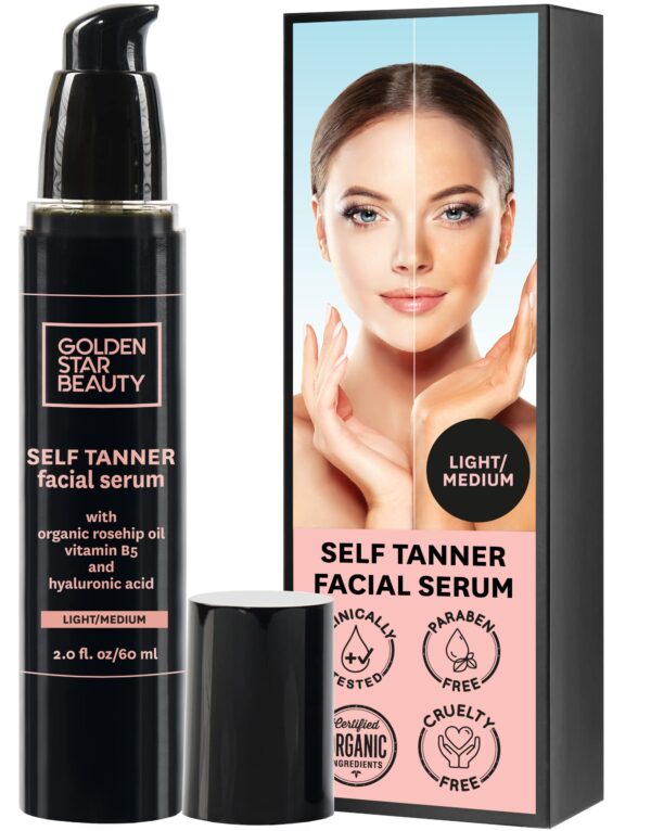 Face Tanner ? Self Tan Serum w/Hyaluronic Acid and Organic Oils, Self Tanners Best Sellers, Facial Sunless Tanner for Natural Sunkissed Glow, Fake Tan