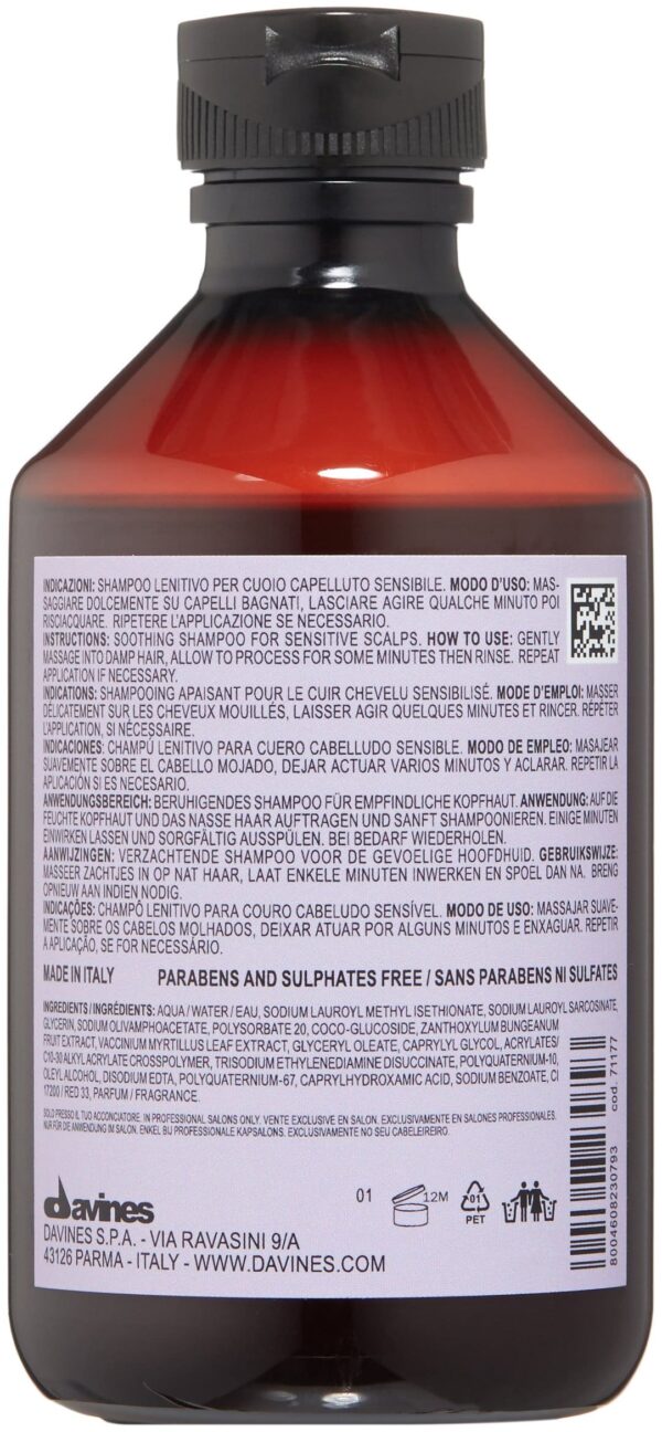 Davines Naturaltech CALMING Shampoo, Gentle Cleansing While Relieving Itch In Sensitive Scalps, 8.45 Fl. Oz. - Image 2