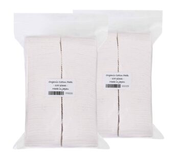 Japanese Organic Cotton Pads 100 Pieces 100% Organic Unbleached [Made in Japan] (2 Packs)