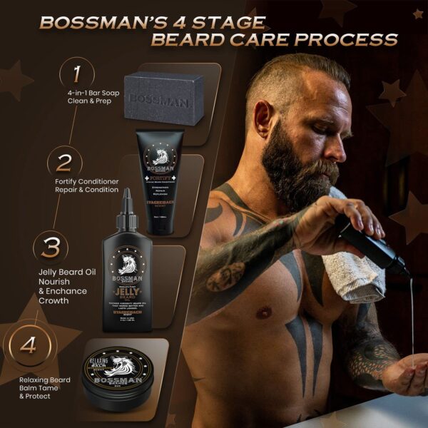 Bossman Relaxing Beard Balm - Beard Tamer, Relaxer, Thickener and Softener Cream - Beard Care Product - Made in USA (Stagecoach Scent) - Image 6