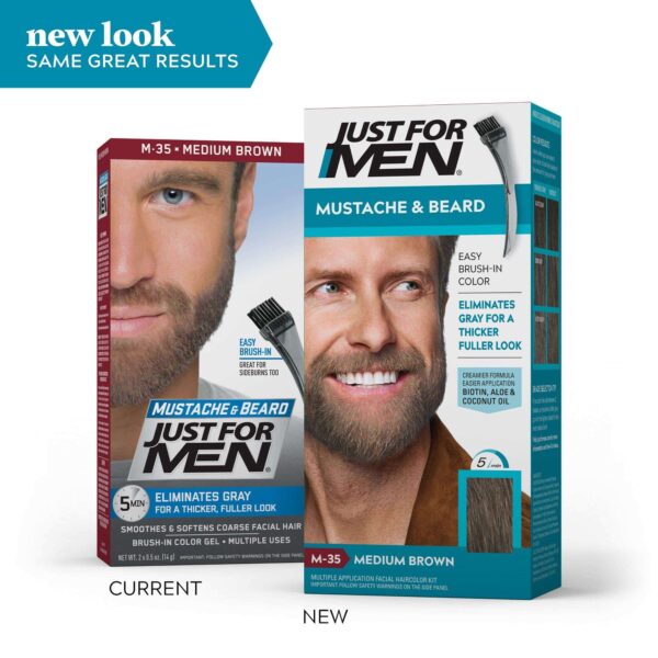 JUST FOR MEN Color Gel Mustache & Beard M-35 Medium Brown 1 ea (Pack of 4) - Image 2