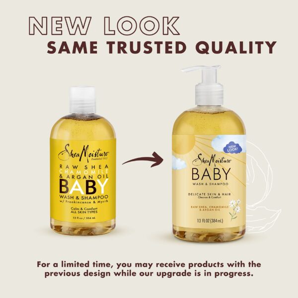 Shea Moisture Raw Shea Chamomile & Argan Oil Baby Wash & Shampoo, Gentle Cleansing, Frankincense & Myrrh, Calming & Comforting for Baby?s Soft Skin (P - Image 2