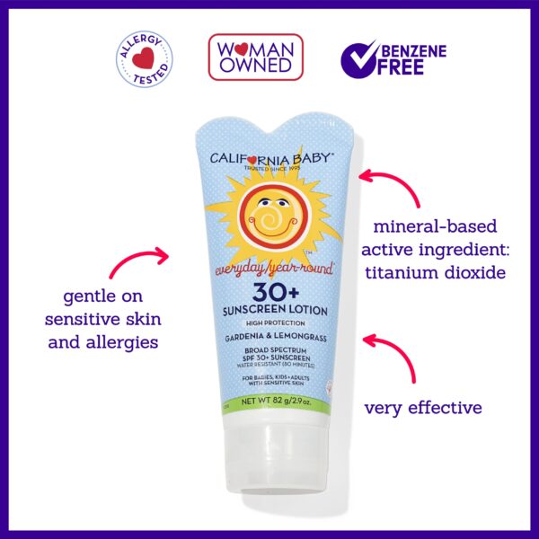 California Baby Everyday SPF 30+ Sunscreen | Broad Spectrum | Titanium Dioxide | Scented Mineral Sunscreen | Reef Safe Sunscreen | Hypoallergenic Phys - Image 3