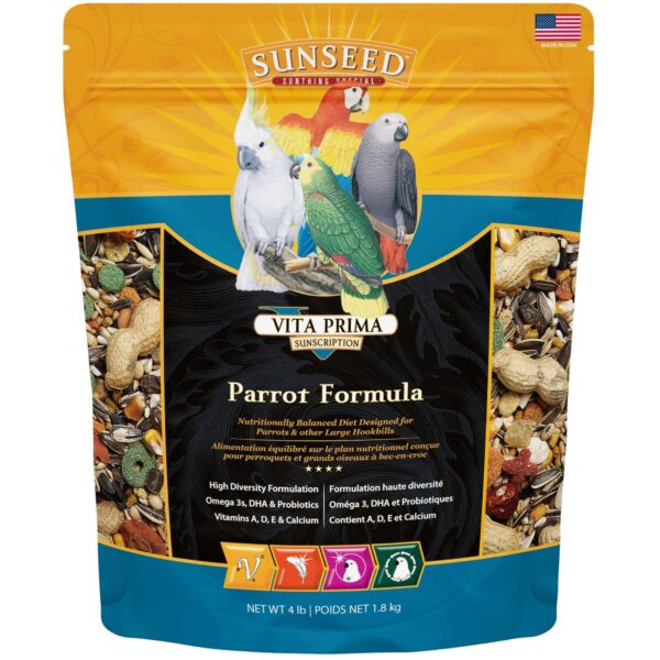 Sunseed 49050 Vita Prima Sunscription Parrot Food - High-Variety Formula, 4 LBS