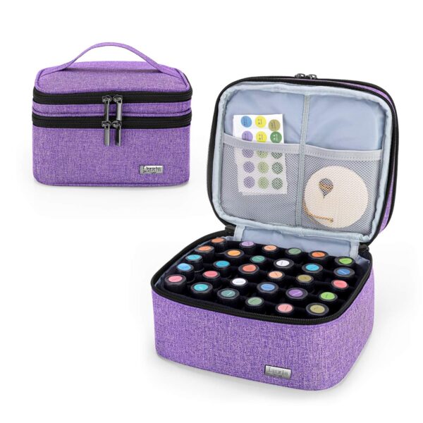 LUXJA Essential Oil Carrying Case - Holds 30 Bottles (5ml-30ml, Also Fits for Roller Bottles), Double-Layer Organizer for Essential Oil and Accessorie