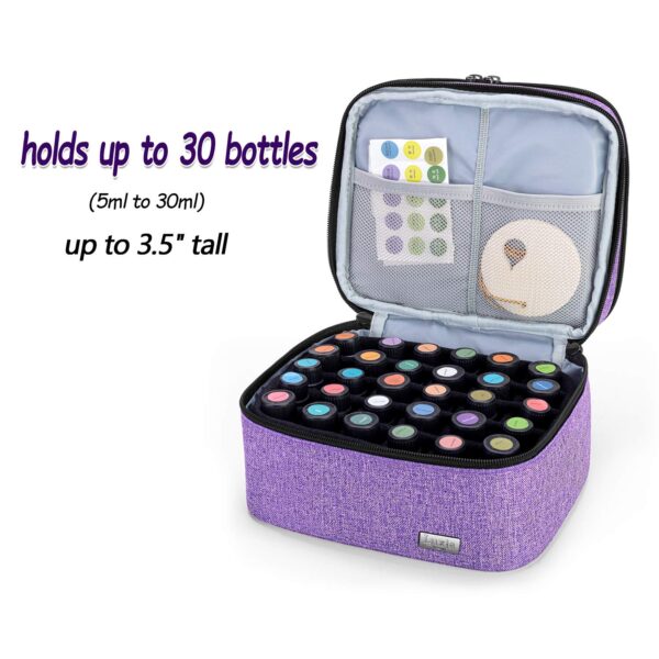 LUXJA Essential Oil Carrying Case - Holds 30 Bottles (5ml-30ml, Also Fits for Roller Bottles), Double-Layer Organizer for Essential Oil and Accessorie - Image 3