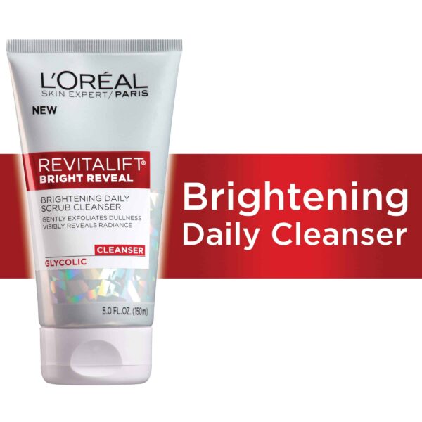 L'Oreal Paris Skincare Revitalift Bright Reveal Facial Cleanser with Glycolic Acid, Anti-Aging Daily Face Cleanser to Exfoliate Dullness and Brighten - Image 2