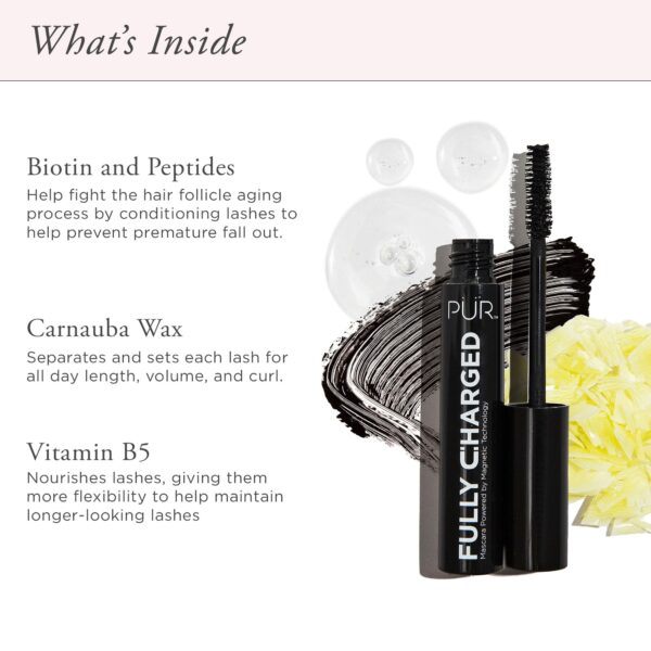 P?R Beauty Fully Charged Mascara for Eye Lash Volume & Length (Black) - Travel Size Thickening, Volumizing, & Lengthening Mascara Powered by Magnetic - Image 4
