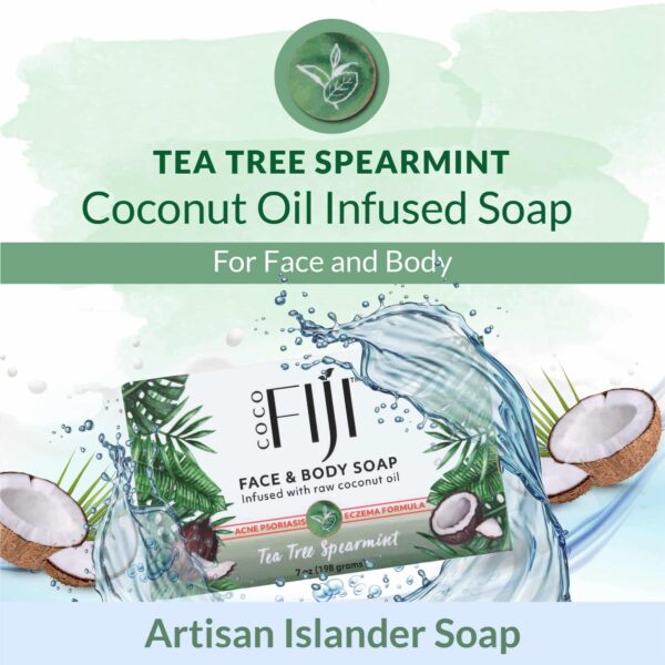 Coco Fiji Soap Bar for Face and Body Infused With Organic Coconut Oil, Tea Tree Spearmint, Essential Oil, Natural Soap for Moisturizing & Pore Purifyi - Image 4