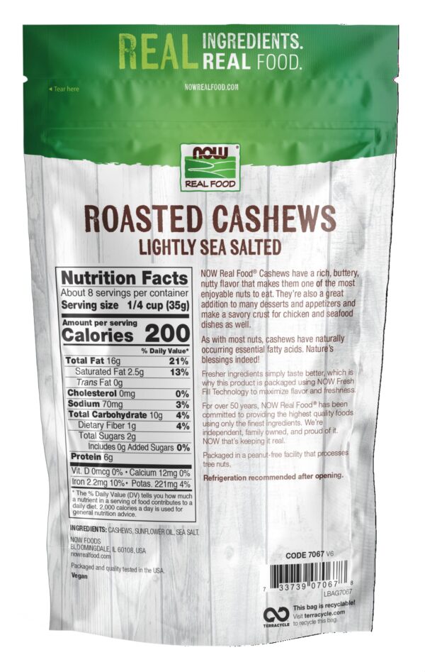 NOW Foods, Cashews, Roasted and Salted, Rich Buttery Flavor, Source of Protein and Healthy Fatty Acids, Certified Non-GMO, 10-Ounce (Packaging May Var - Image 2