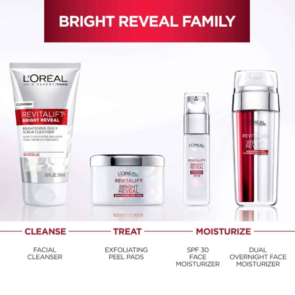L'Oreal Paris Skincare Revitalift Bright Reveal Facial Cleanser with Glycolic Acid, Anti-Aging Daily Face Cleanser to Exfoliate Dullness and Brighten - Image 3