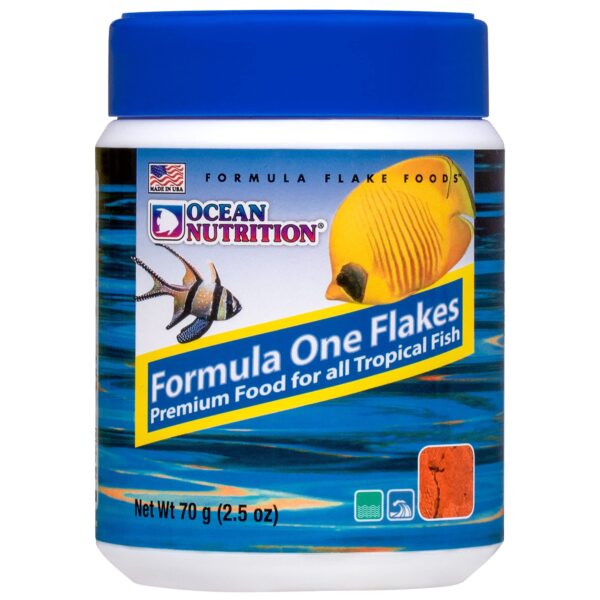 Ocean Nutrition Formula 1 Flake Fish Food 2.5 Ounces (71 Grams) Jar | Saltwater Marine Aquarium Flakes Food for Reef Aquariums | Angelfish Clownfish D