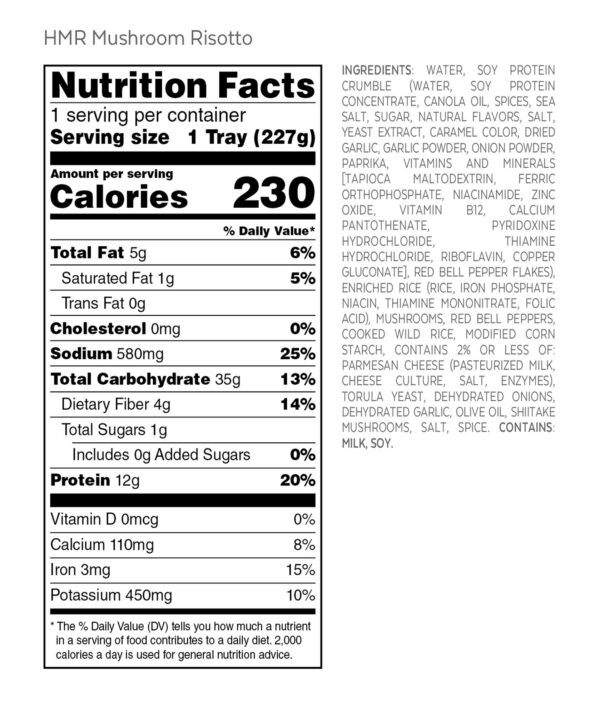 HMR Mushroom Risotto Entr?e | Pre-packaged Lunch or Dinner to Support Weight Loss | Ready to Eat | Vegetarian | 12g of Protein | Low Calorie Food | 8o - Image 5