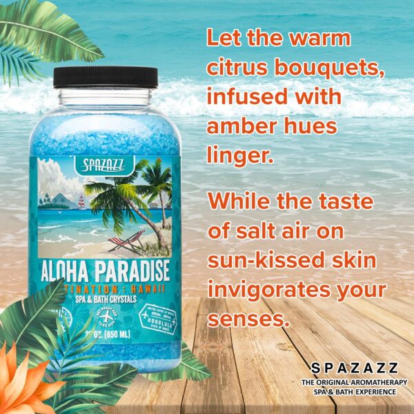 Spazazz SZCH SPZ-303 Hawaii Aloha Paradise Destination Crystals Container, 22 oz. Aromatherapy, 1.3 Pound (Pack of 1), Blue - Image 2