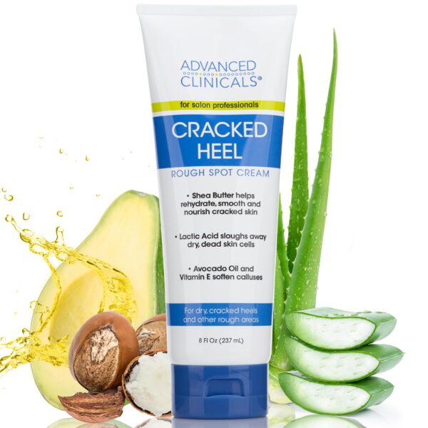 Advanced Clinicals Cracked Heel Foot Cream Skin Care Moisturizer Lotion For Feet W/Shea Butter | Helps Heal Cracked Skin, Rough Spots, Calluses, & Dry