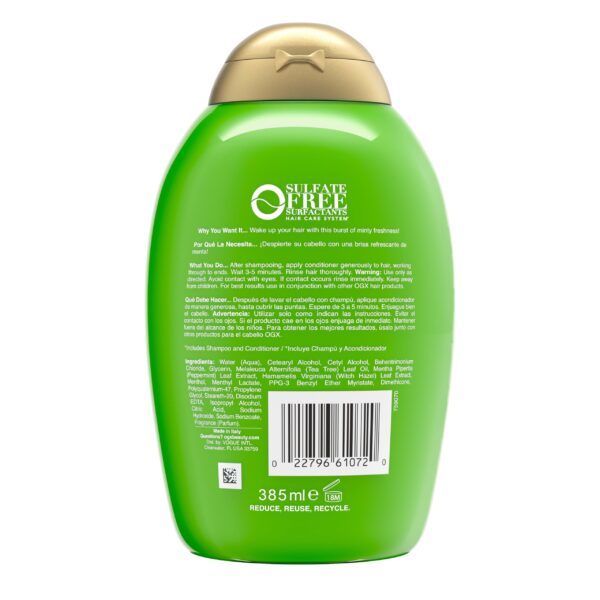 OGX Extra Strength Refreshing Scalp + Teatree Mint Conditioner, Invigorating Conditioner with Tea Tree & Peppermint Oil & Witch Hazel, Paraben-Free, S - Image 9