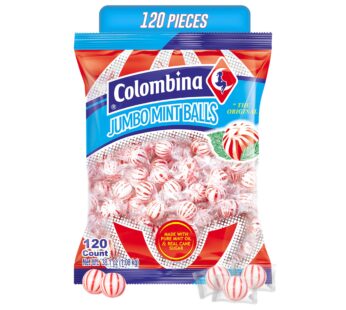 Colombina Jumbo Peppermint Balls, Individually Wrapped Red & White Hard Candy Delights, 1 Pack (120 Count)