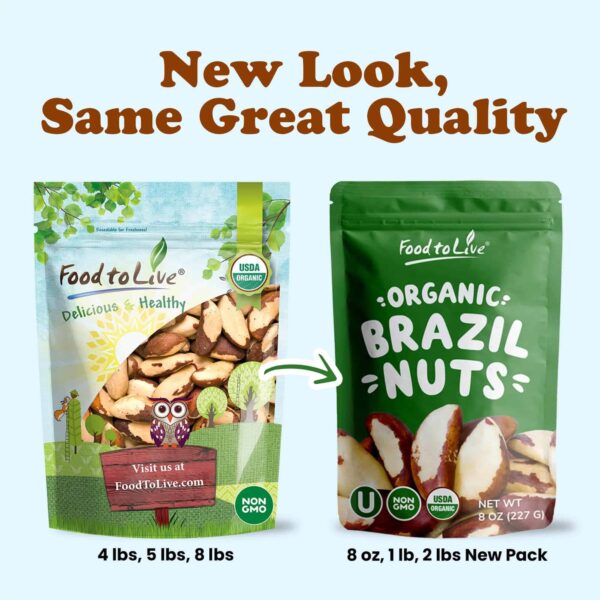 Food to Live - Organic Brazil Nuts, 4 Pounds Non-GMO, Raw, Whole, No Shell, Unsalted, Kosher, Vegan, Keto, Paleo Friendly, Bulk, Trail Mix Snack, Good - Image 9