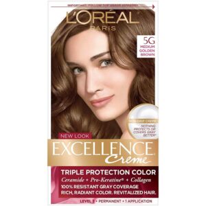 L'Oreal Excellence #5G Medium Gold Brown Hair Color, 1 ct - Image 1