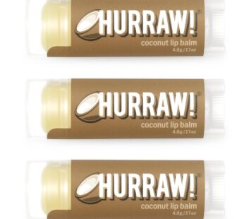 Hurraw! Coconut Lip Balm, 5 Pack: Organic, Certified Vegan, Cruelty and Gluten Free. Non-GMO, 100% Natural Ingredients. Bee, Shea, Soy and Palm Free.