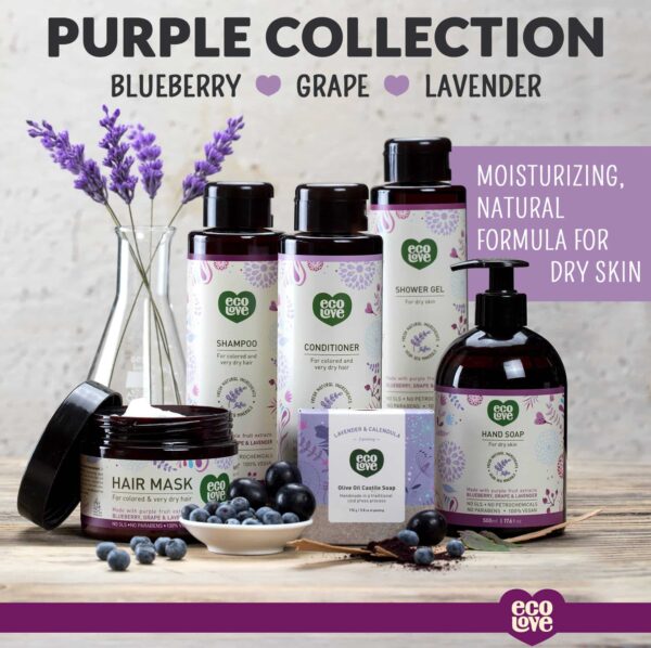 ecoLove - Natural Moisturizing Body Wash for Dry Skin - Organic Blueberry, Grape & Lavender - No SLS or Parabens - Vegan and Cruelty-Free Shower Gel, - Image 5