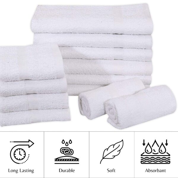 24 Pcs (2 Dozen) White 16x27 Inch Cotton Blend Economy Hand Towels Salon/Gym/Hotel Super use Absorbent Best for Kitchen,Janitorial,Home use Towels - Image 2