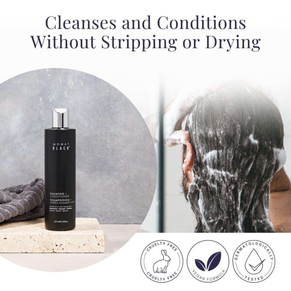 MONAT Black Shampoo + Conditioner - Mens Shampoo and Conditioner 2 in 1 Black Hair Care. A 2-in-1 Shampoo Conditioner Formulated for Optimal Hair Heal - Image 6