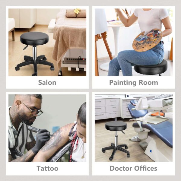 Nova Microdermabrasion Rolling Stool Swivel Salon Stool Chair Adjustable Drafting Stool Tattoo Office Massage Medical Facial Spa Stool (Black) - Image 7