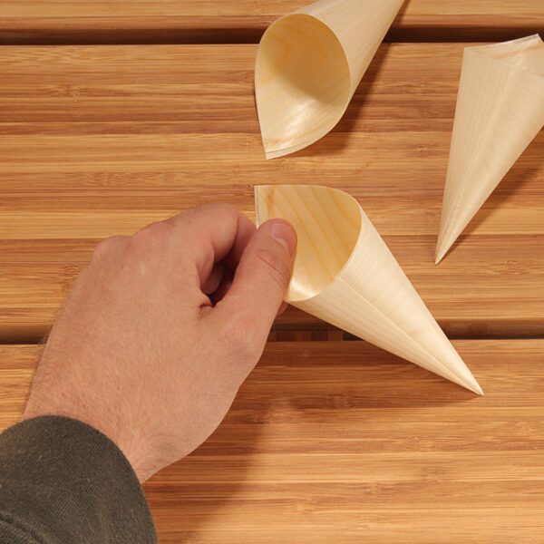 BambooMN - Disposable Food and Appetizer Wood Cones - 5" x 2" - 100 Pieces - Image 4