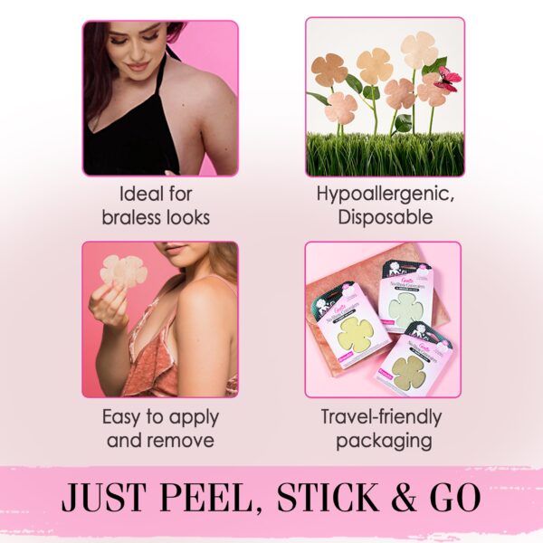 Hollywood Fashion Secrets No-Show Petal Concealers, Lightweight & Disposable Bra Alternative, 10 Pack - Image 4
