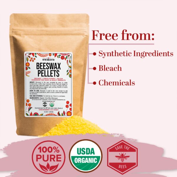 Better Shea Butter Organic Beeswax Pellets | Use it to make Candles, Food Wraps, Furniture Polish, Lip Balms | Food Grade, 100% Pure, Yellow Beeswax P - Image 3