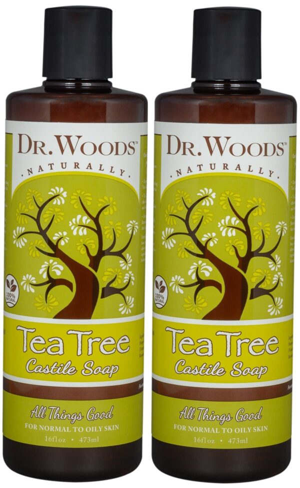 Dr. Woods Pure Tea Tree Liquid Castile Soap, 16 Ounce (Pack of 2)