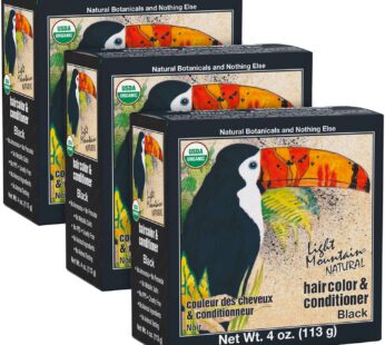 Light Mountain Henna Hair Color & Conditioner – Black Hair Dye for Men/Women, Organic Henna Leaf Powder and Botanicals, Chemical-Free, Semi-Permanent