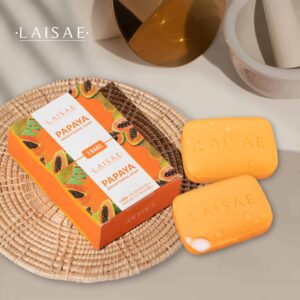 LAISAE Papaya Brightening Soap, Glowing Skin & Hydrating Face Moisturizer with Niacinamide, Shea Butter and Aloe Vera, Even Skin Tone Body Cleansing B - Image 6