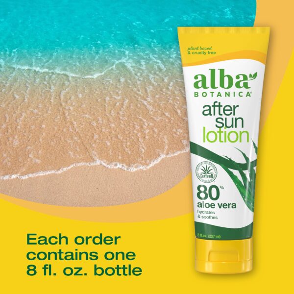 Alba Botanica Aloe Vera Lotion for Skin, Soothing After Sun Treatment for Face and Body, Made with Purity Certified 80% Aloe Vera Gel Formula, 8 fl. o - Image 4